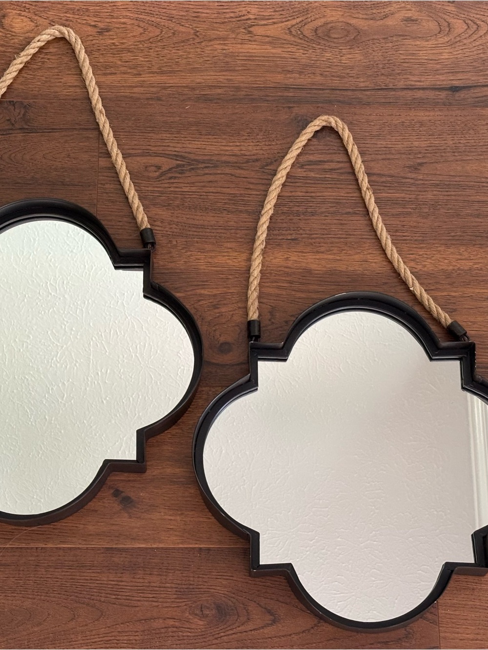 Hobby Lobby Black Quatrefoil Hanging Mirror with Rope